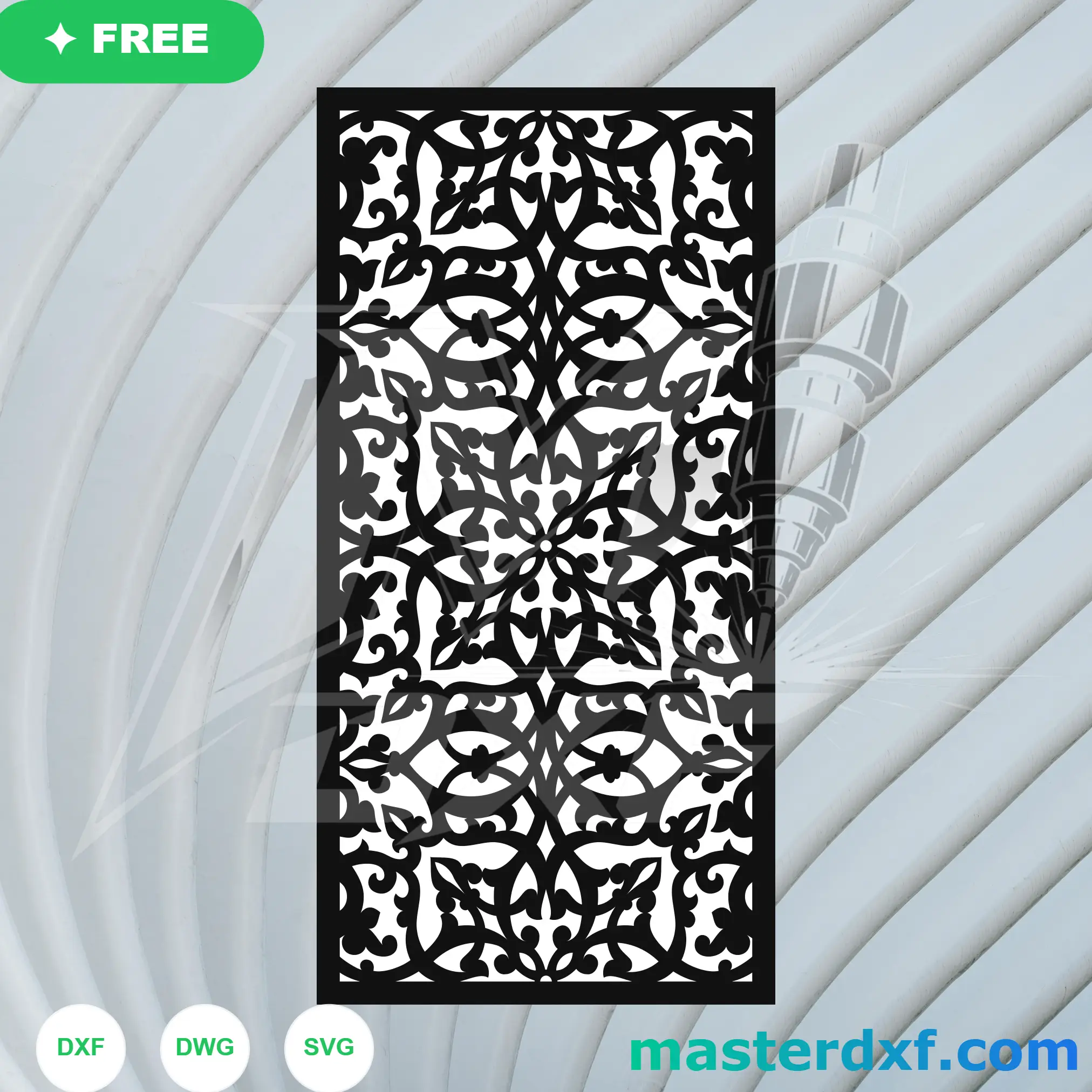 Elite Arabesque Vine Foliage Damask Pattern Vector File DXF File
